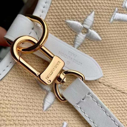 Louis Vuitton LV Women Néonoé MM White Cotton Cowhide Leather