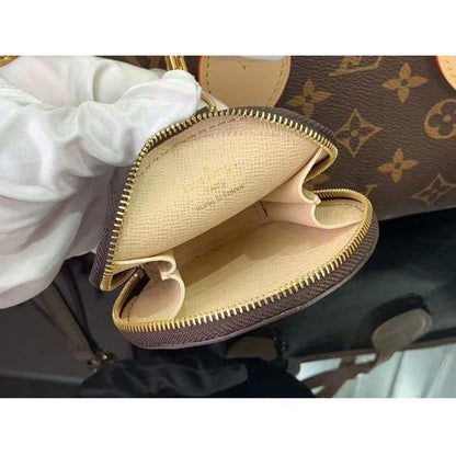 Louis Vuitton LV Women Neverfull BB Beige Monogram Coated Canvas Natural Cowhide Leather
