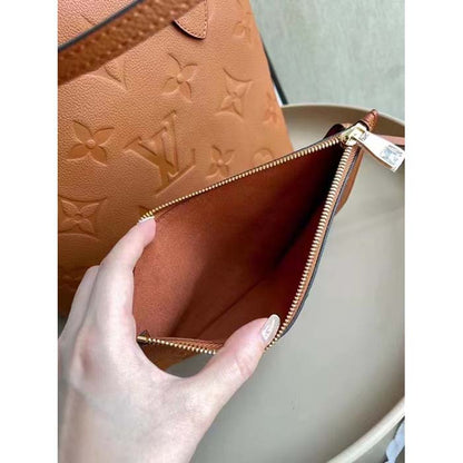 Louis Vuitton LV Women Neverfull MM Tote Brown Embossed Cowhide Leather