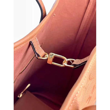 Louis Vuitton LV Women Neverfull MM Tote Brown Embossed Cowhide Leather