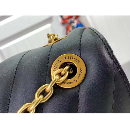 Louis Vuitton LV Women New Wave Chain Bag GM Black Quilted Smooth Calf Leather