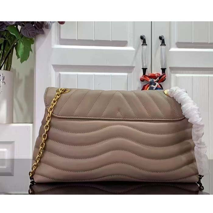 Louis Vuitton LV Women New Wave Chain Bag GM Dark Taupe Quilted Smooth Calf Leather