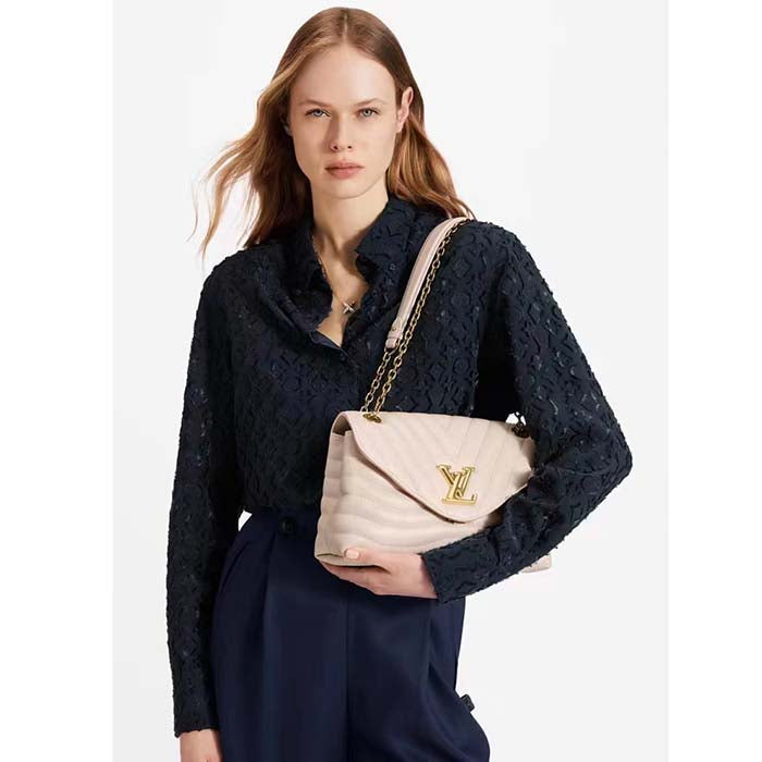 Louis Vuitton LV Women New Wave Chain Bag GM Ivory Quilted Smooth Calf Leather