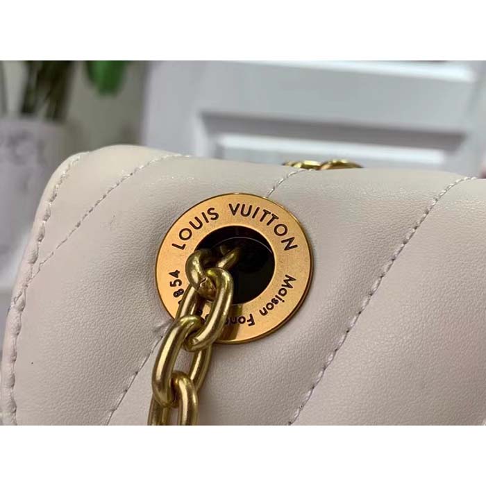 Louis Vuitton LV Women New Wave Chain Bag GM Ivory Quilted Smooth Calf Leather