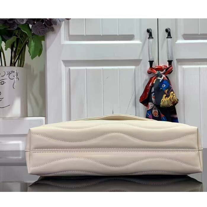 Louis Vuitton LV Women New Wave Chain Bag GM Ivory Quilted Smooth Calf Leather