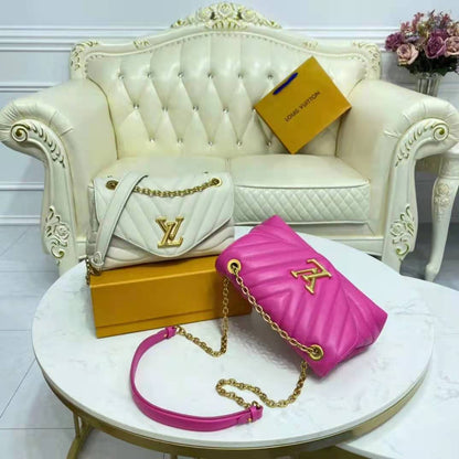 Louis Vuitton LV Women New Wave Chain Bag Handbag Agathe Pink Smooth Cowhide Leather