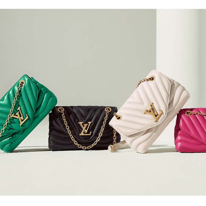 Louis Vuitton LV Women New Wave Chain Bag MM Handbag Pink Smooth Cowhide