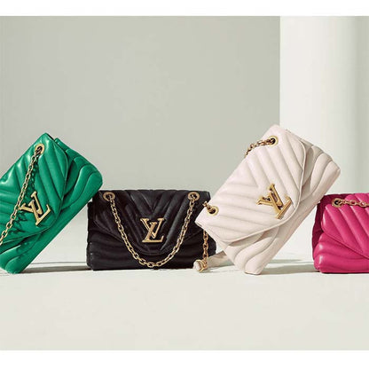 Louis Vuitton LV Women New Wave Chain Bag MM Handbag Pink Smooth Cowhide