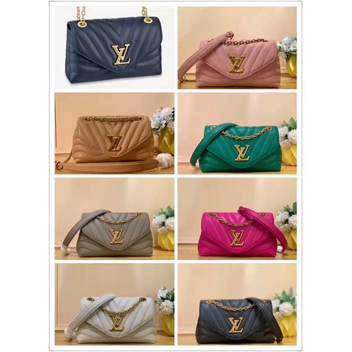 Louis Vuitton LV Women New Wave Chain Bag MM Handbag Pink Smooth Cowhide