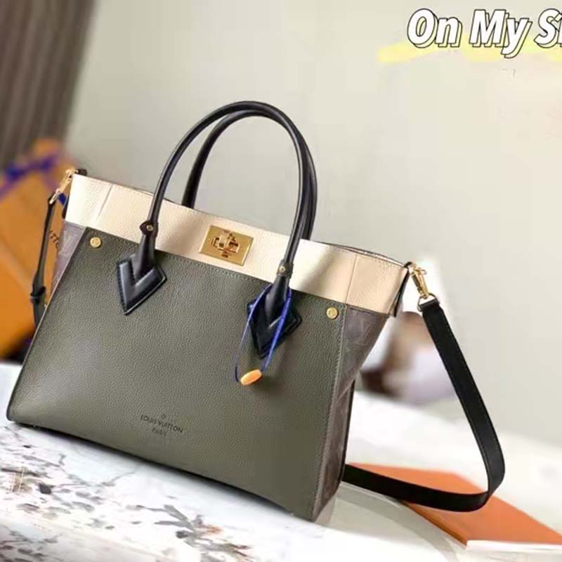 Louis Vuitton LV Women On My Side MM Green Twist Calfskin Monogram Canvas