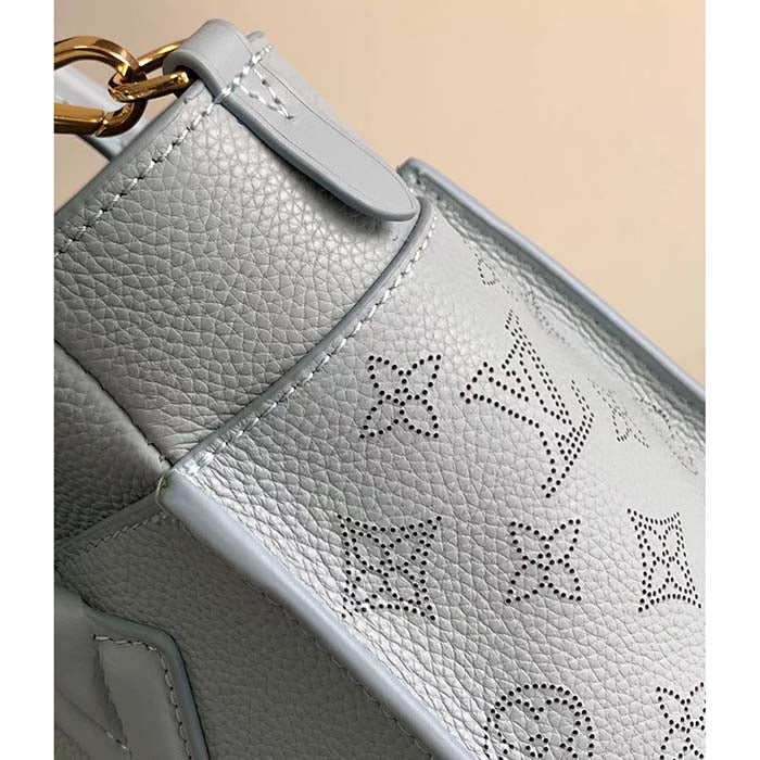 Louis Vuitton LV Women On My Side PM Handbag Bleu Nuage Blue Perforated Calf Leather