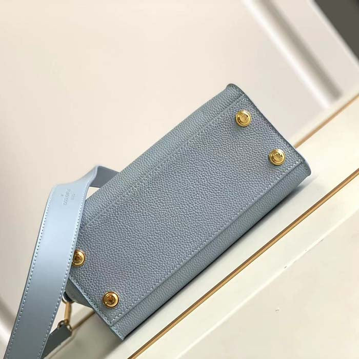 Louis Vuitton LV Women On My Side PM Handbag Bleu Nuage Blue Perforated Calf Leather