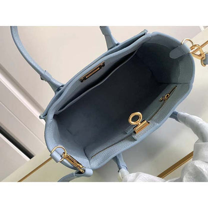 Louis Vuitton LV Women On My Side PM Handbag Bleu Nuage Blue Perforated Calf Leather