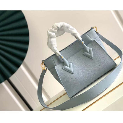 Louis Vuitton LV Women On My Side PM Handbag Bleu Nuage Blue Perforated Calf Leather