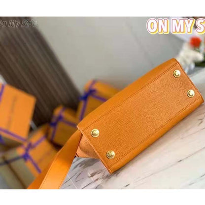 Louis Vuitton LV Women On My Side PM Handbag Orange Monogram Coated Canvas Calf