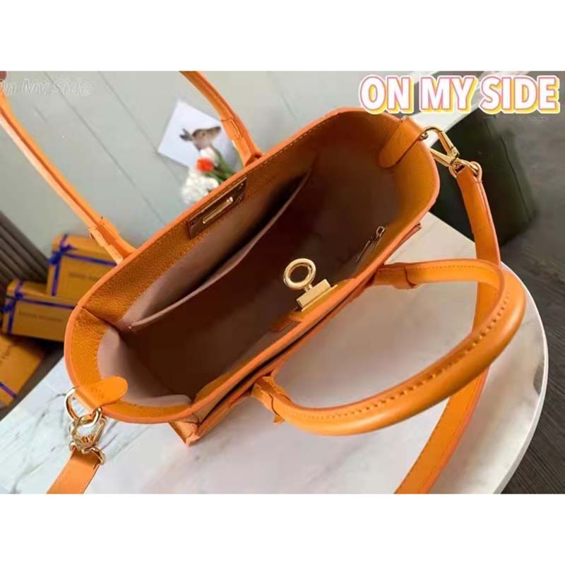 Louis Vuitton LV Women On My Side PM Handbag Orange Monogram Coated Canvas Calf