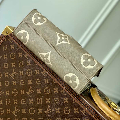 Louis Vuitton LV Women OnTheGo East West Dove Cream Embossed Grained Cowhide Leather