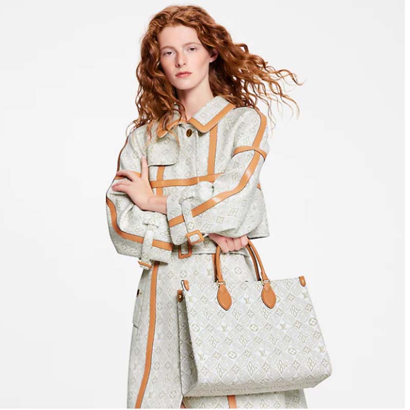 Louis Vuitton LV Women OnTheGo MM Tote Bag Since 1854 Jacquard Cowhide Leather
