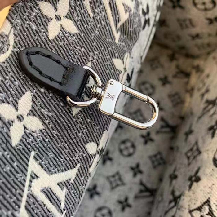 Louis Vuitton LV Women OnTheGo MM Tote Gray Denim Textile Jacquard