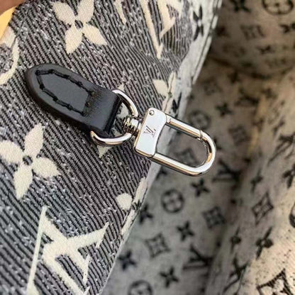 Louis Vuitton LV Women OnTheGo MM Tote Gray Denim Textile Jacquard
