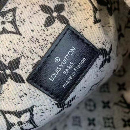 Louis Vuitton LV Women OnTheGo MM Tote Gray Denim Textile Jacquard