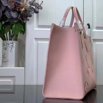 Louis Vuitton LV Women OnTheGo MM Gradient Pink Monogram Empreinte Embossed Cowhide Leather