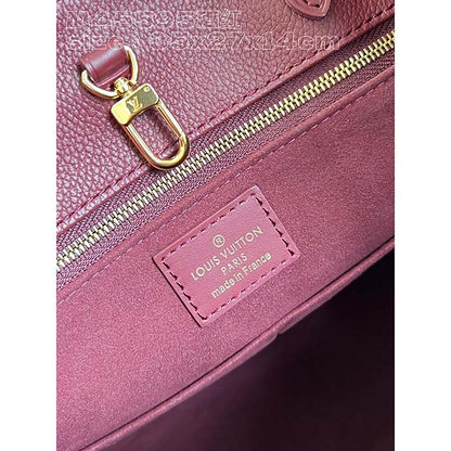 Louis Vuitton LV Women OnTheGo MM Wine Red Monogram Empreinte Embossed Grained Cowhide Leather