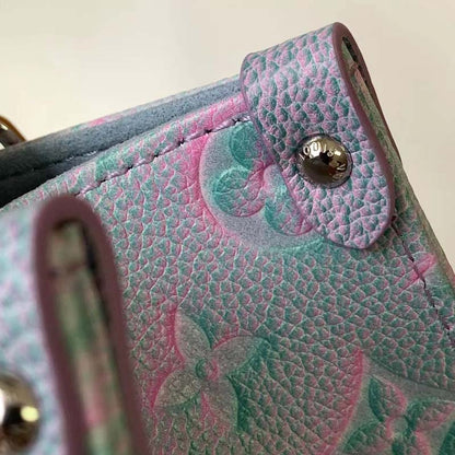 Louis Vuitton LV Women OnTheGo PM Tote Bag Purple Sprayed Embossed Grained Cowhide