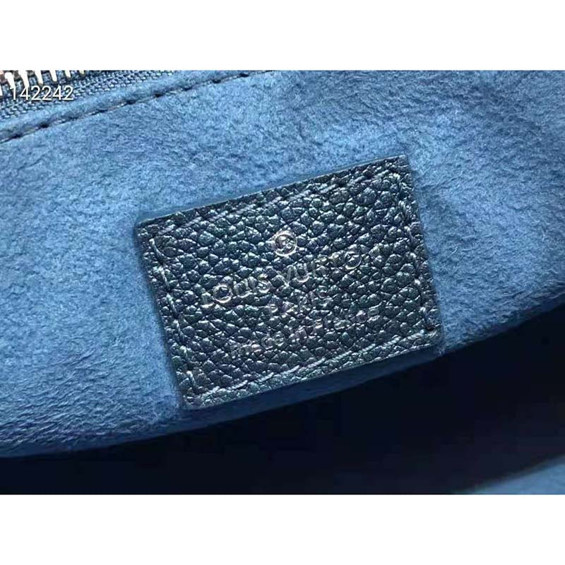 Louis Vuitton LV Women OnTheGo PM Tote Navy Nacre Embossed Grained Cowhide Leather