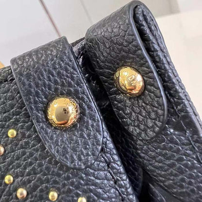Louis Vuitton LV Women Onthego PM Black Monogram Empreinte Grained Cowhide Leather Studs