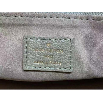 Louis Vuitton LV Women Onthego PM Light Khaki Cream Monogram Empreinte Embossed Grained Cowhide Leather