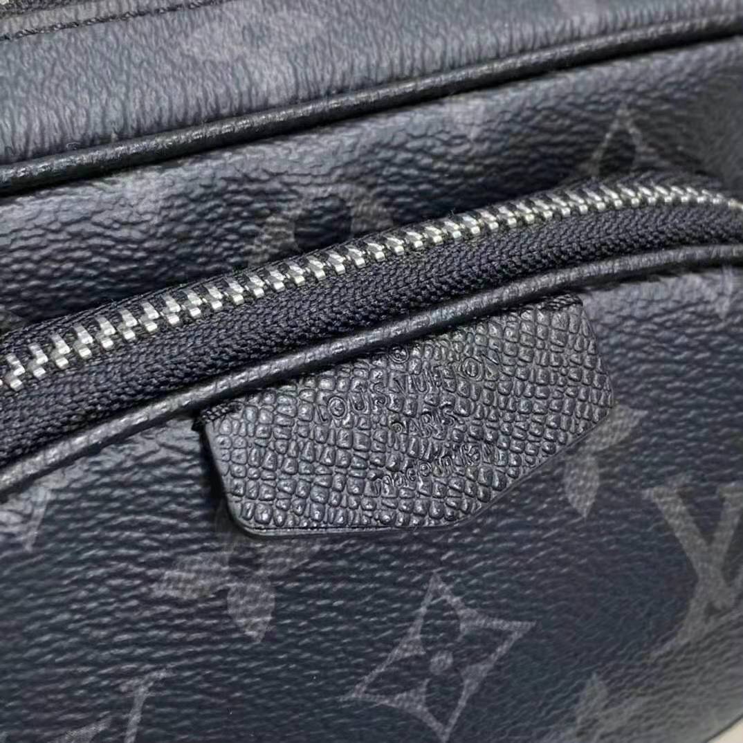Louis Vuitton LV Women Outdoor Pouch Taigarama Noir Black Coated Canvas Cowhide Leather