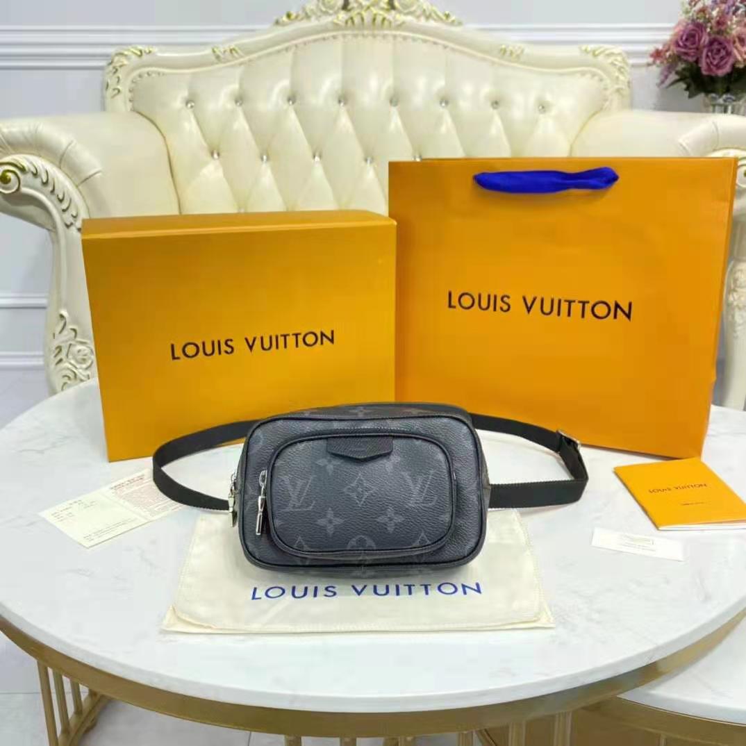 Louis Vuitton LV Men Outdoor Pouch Taigarama Noir Black Coated Canvas Cowhide Leather