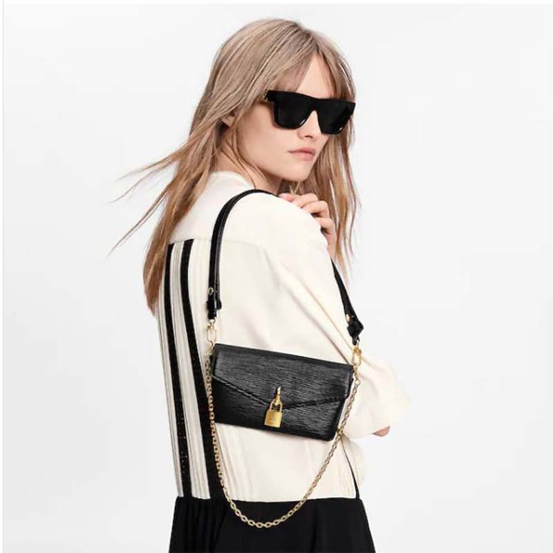 Louis Vuitton LV Women Padlock On Strap Bag Black Epi Embossed Grained Cowhide Leather