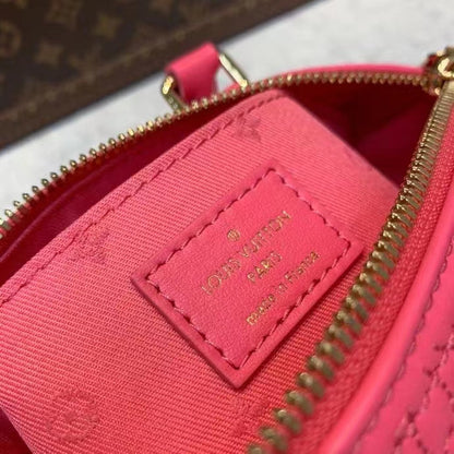 Louis Vuitton LV Women Papillon BB Handbag Pink Quilted Embroidered Smooth Calf