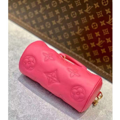 Louis Vuitton LV Women Papillon BB Handbag Pink Quilted Embroidered Smooth Calf