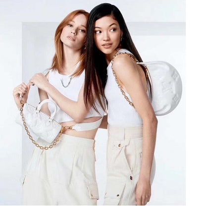 Louis Vuitton LV Women Papillon BB Handbag White Quilted Embroidered Smooth Calf