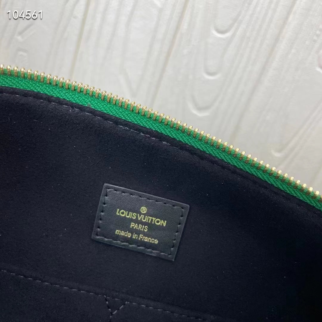 Louis Vuitton LV Unisex Papillon Handbag Green Monogram Jacquard Velvet Cowhide Leather