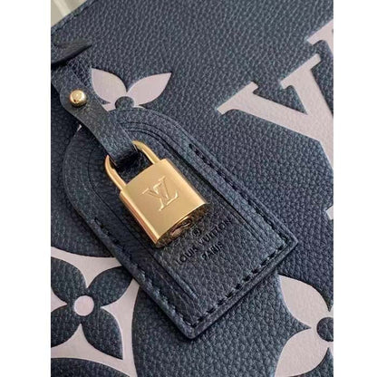 Louis Vuitton LV Women Petit Palais Handbag Noir Beige Embossed Grained Cowhide