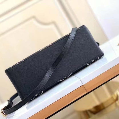 Louis Vuitton LV Women Petit Palais Handbag Noir Beige Embossed Grained Cowhide