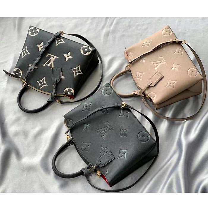 Louis Vuitton LV Women Petit Palais Handbag Noir Embossed Grained Cowhide Leather