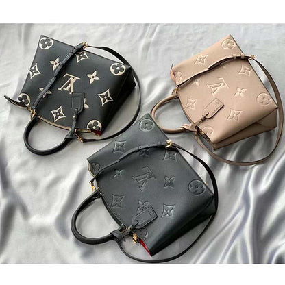 Louis Vuitton LV Women Petit Palais Handbag Noir Embossed Grained Cowhide Leather