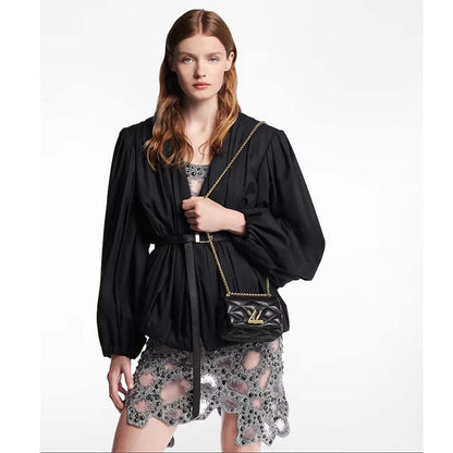 Louis Vuitton LV Women Pico GO-14 Black Lamb Leather Lambskin Cowhide Leather