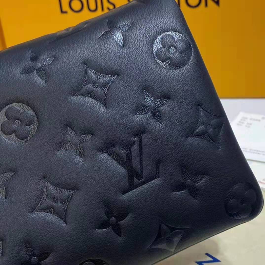 Louis Vuitton LV Women Pochette Coussin Black Monogram Embossed Lambskin