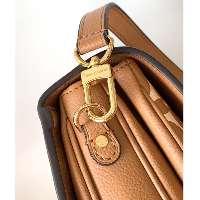 Louis Vuitton LV Women Pochette Metis Bag Beige Monogram Empreinte Embossed Grained Cowhide