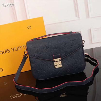 Louis Vuitton LV Women Pochette Métis Bag Navy Red Monogram Grained Cowhide Leather