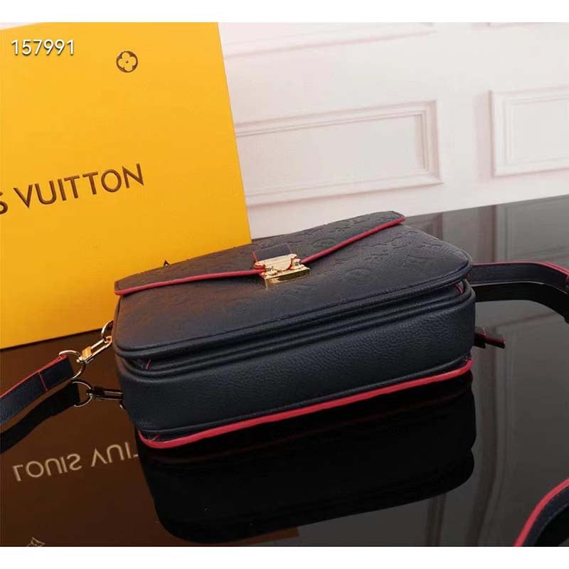 Louis Vuitton LV Women Pochette Métis Bag Navy Red Monogram Grained Cowhide Leather