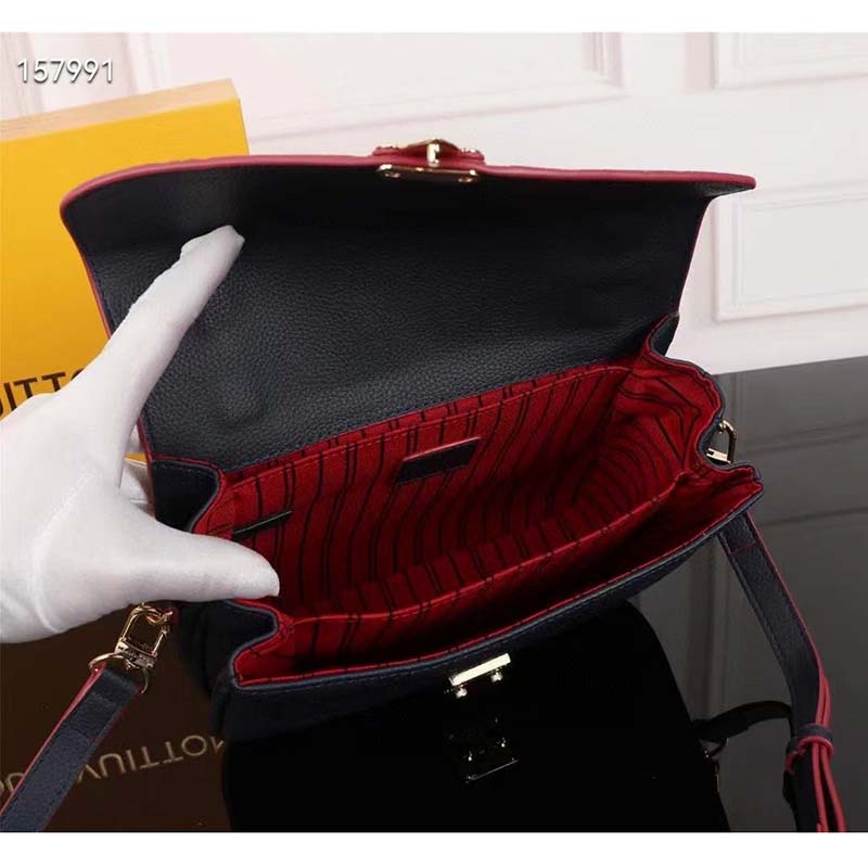 Louis Vuitton LV Women Pochette Métis Bag Navy Red Monogram Grained Cowhide Leather