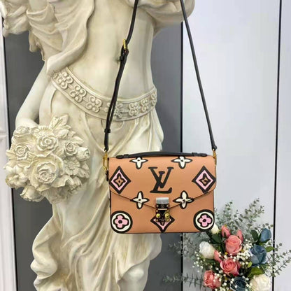 Louis Vuitton LV Women Pochette Métis Handbag Arizona Beige Monogram Coated Canvas Cowhide