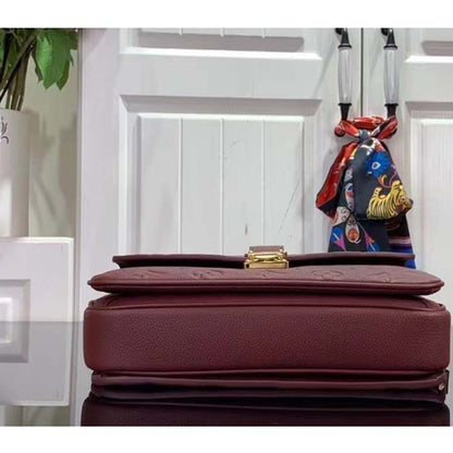 Louis Vuitton LV Women Pochette Métis Wine Red Monogram Empreinte Embossed Grained Cowhide Leather
